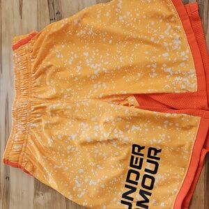 Boys Under Armour Shorts XS Orange With White